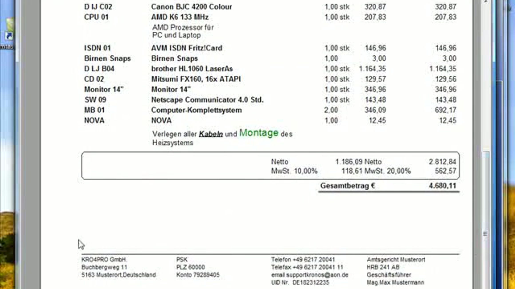 Rechnungen,Angebote,Lieferscheine erstellen
